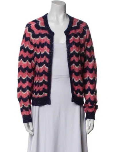 Pre-owned Brora Kid Mohair Striped Sweater In Blue