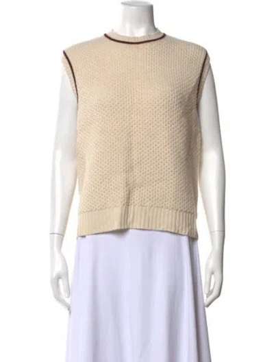 Pre-owned Brora Lambswool Crew Neck Top In Neutrals