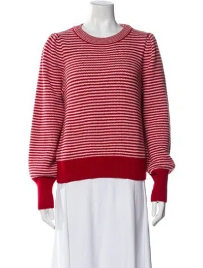 Pre-owned Brora Lambswool Striped Sweater W/ Tags In Red