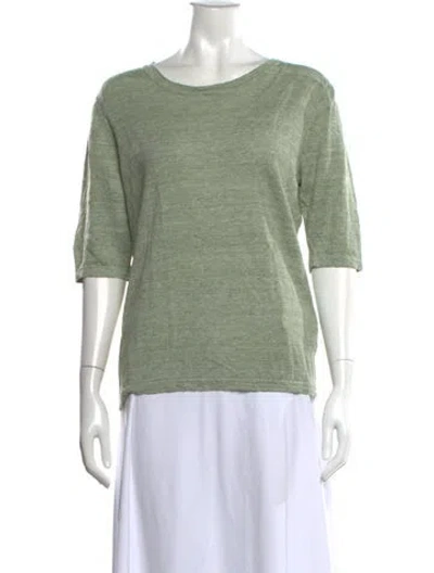 Pre-owned Brora Linen Crew Neck T-shirt In Green