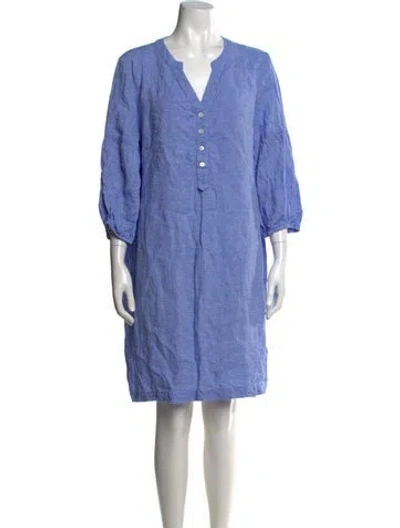Pre-owned Brora Linen Knee-length Dress In Blue