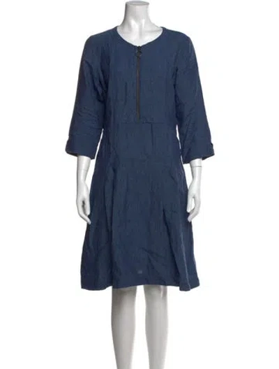 Pre-owned Brora Linen Knee-length Dress In Blue