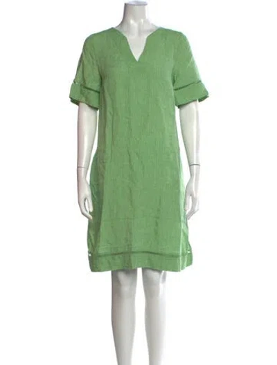 Pre-owned Brora Linen Mini Dress In Green