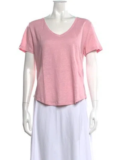 Pre-owned Brora Linen V-neck T-shirt W/ Tags In Pink