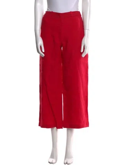 Pre-owned Brora Linen Wide Leg Pants In Red