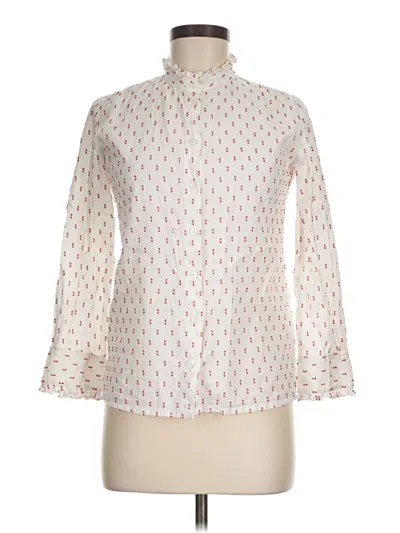 Pre-owned Brora Long Sleeve Blouse In White