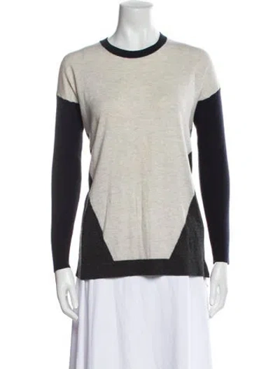 Pre-owned Brora Merino Wool Colorblock Pattern Sweater In Neutral