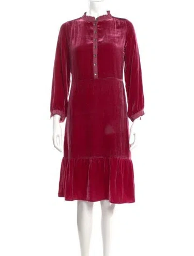 Pre-owned Brora Mock Neck Knee-length Dress In Pink
