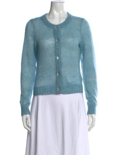 Pre-owned Brora Mohair Crew Neck Sweater In Blue