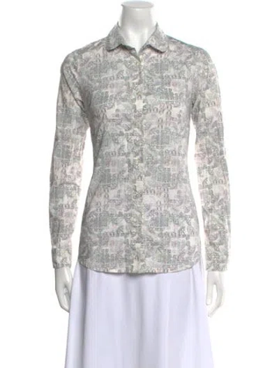 Pre-owned Brora Paisley Print Long Sleeve Button-up Top In Multi