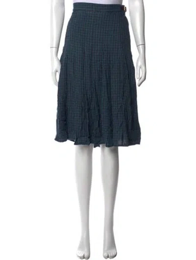 Pre-owned Brora Plaid Print Midi Length Skirt In Blue