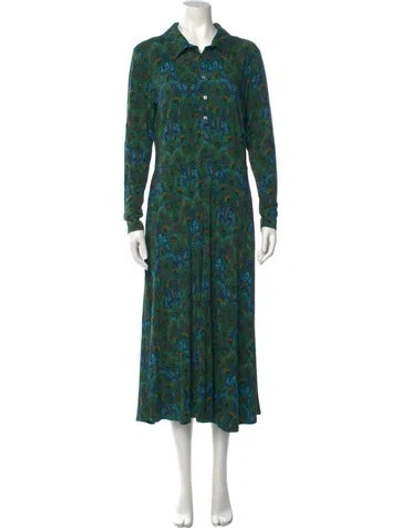 Pre-owned Brora Printed Long Dress In Green