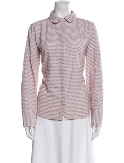 Pre-owned Brora Printed Long Sleeve Button-up Top In Pink