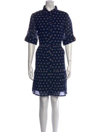 Pre-owned Brora Printed Midi Length Dress In Blue