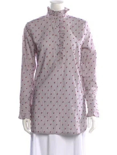 Pre-owned Brora Printed Mock Neck Tunic In Multi