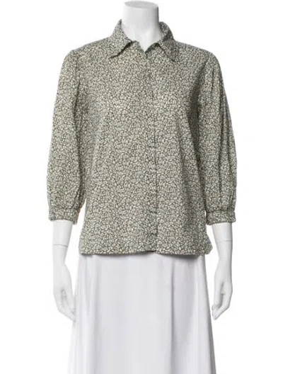 Pre-owned Brora Printed Three-quarter Sleeve Blouse In Multi