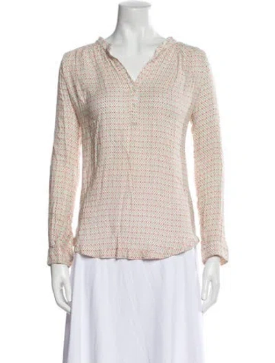 Pre-owned Brora Printed V-neck Top In Pink