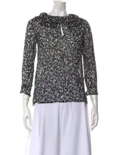 Pre-owned Brora Silk Floral Print Blouse In Multicolor