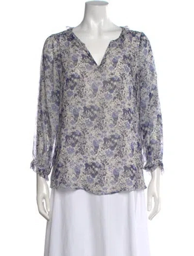 Pre-owned Brora Silk Floral Print Blouse In Multicolor