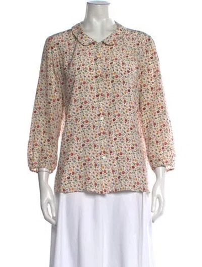 Pre-owned Brora Silk Floral Print Blouse In Multicolor