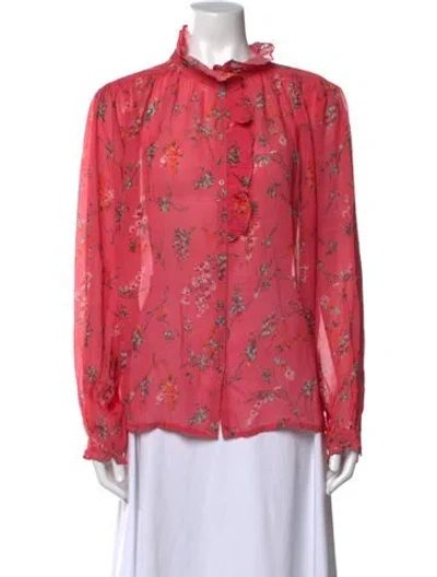 Pre-owned Brora Silk Floral Print Blouse In Pink
