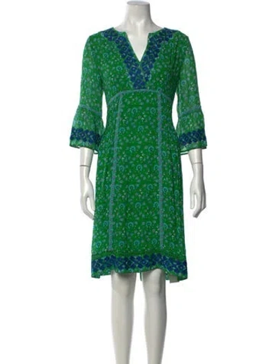 Pre-owned Brora Silk Midi Length Dress In Green
