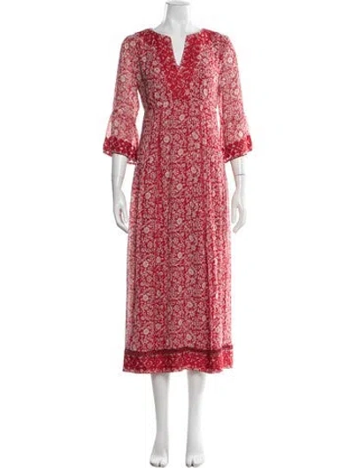 Pre-owned Brora Silk Midi Length Dress In Red