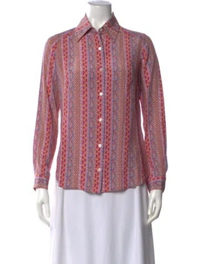 Pre-owned Brora Silk Printed Blouse In Pink