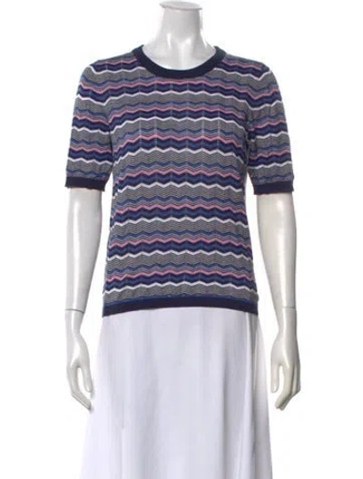 Pre-owned Brora Striped Crew Neck Sweater In Blue