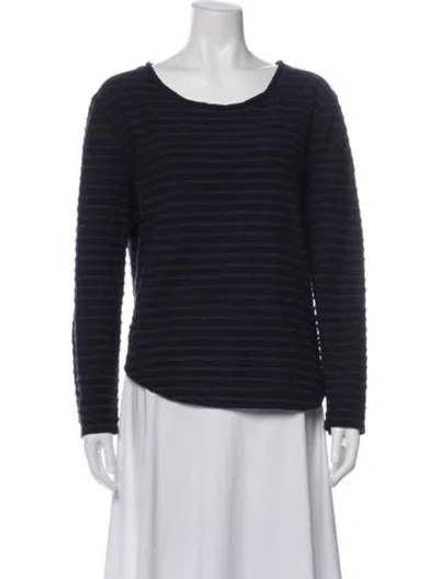 Pre-owned Brora Striped Crew Neck Top In Blue
