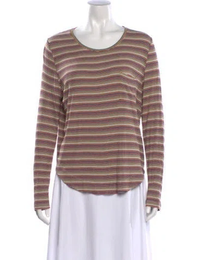 Pre-owned Brora Striped Crew Neck Top In Multicolor