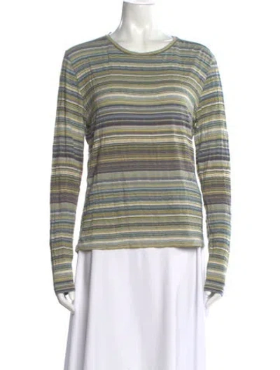 Pre-owned Brora Striped Crew Neck Top In Multicolor