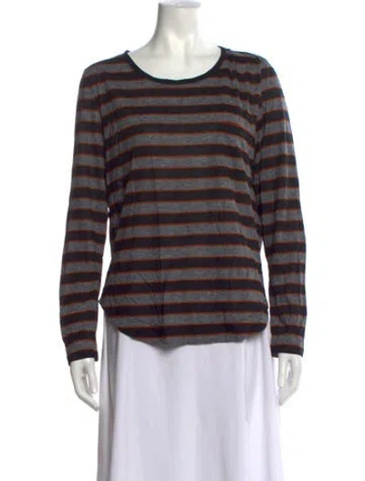 Pre-owned Brora Striped Crew Neck T-shirt In Black