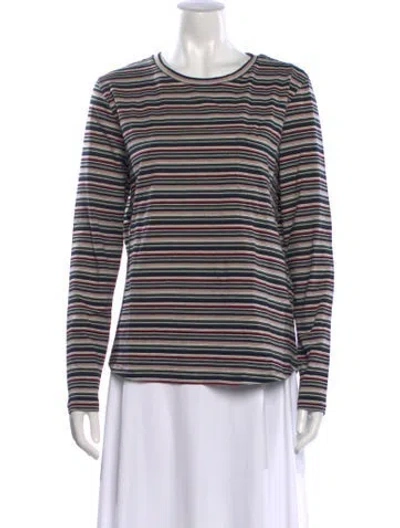 Pre-owned Brora Striped Crew Neck T-shirt W/ Tags In Blue