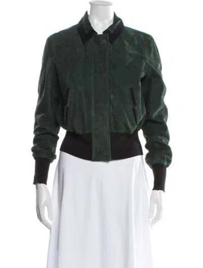 Pre-owned Brora Suede Bomber Jacket In Green