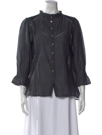 Pre-owned Brora Three-quarter Sleeve Blouse In Gray