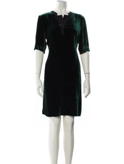 Pre-owned Brora V-neck Mini Dress In Green