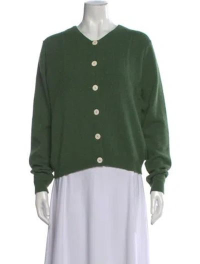 Pre-owned Brora V-neck Sweater In Green