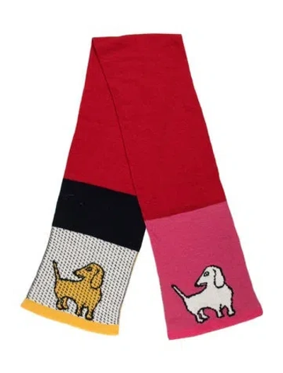 Pre-owned Brora Wool Graphic Print Scarf In Red