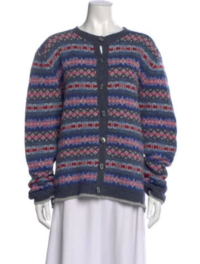 Pre-owned Brora Wool Patterned Sweater In Blue