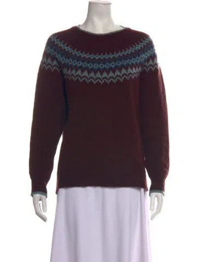 Pre-owned Brora Wool Patterned Sweater In Brown