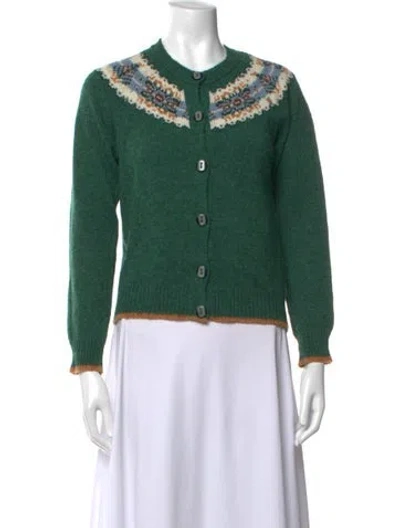 Pre-owned Brora Wool Patterned Sweater In Green