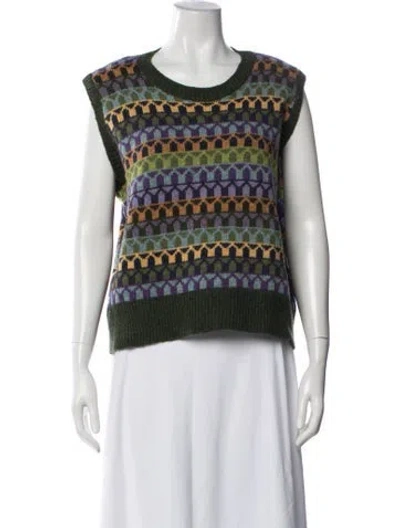 Pre-owned Brora Wool Patterned Sweater In Green