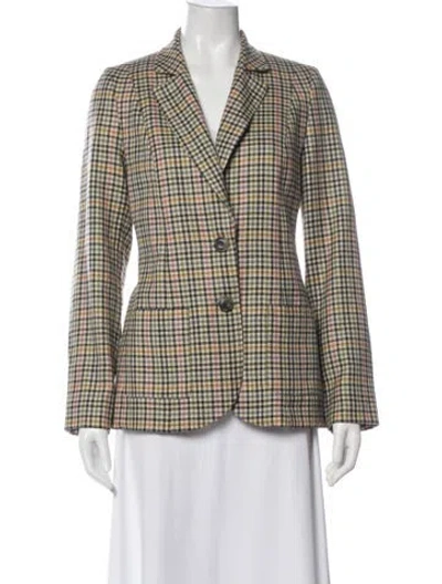 Pre-owned Brora Wool Plaid Print Blazer In Neutral