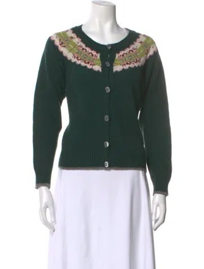 Pre-owned Brora Wool Scoop Neck Sweater In Green