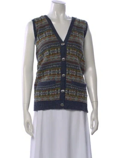Pre-owned Brora Wool Striped Sweater In Blue