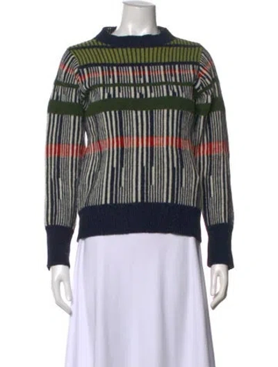 Pre-owned Brora Wool Striped Sweater In Blue