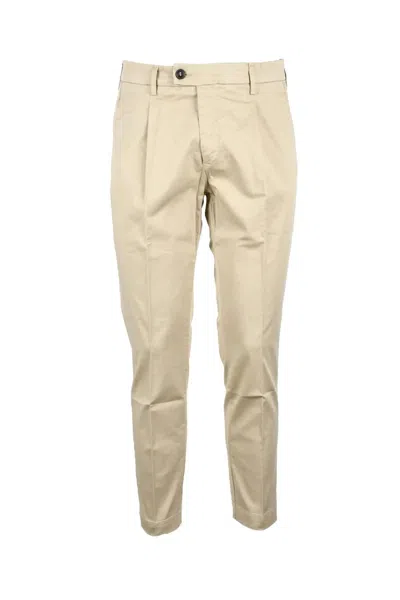 Bro-ship Beige Cotton Stretch Trousers With Flexible Fit In Neutral