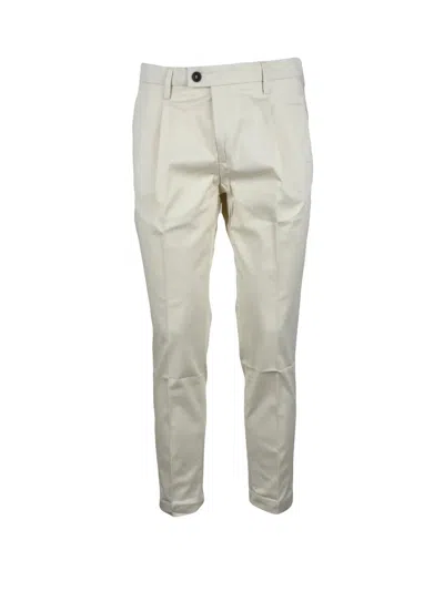 Bro-ship Cotton Stretch Trousers With Classic Design And Flexible Fit In White