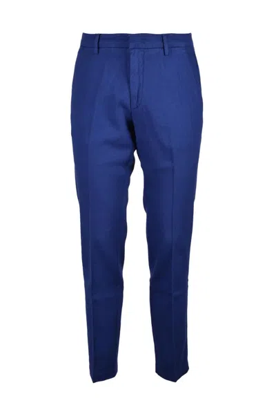 Bro-ship Cotton Stretch Trousers With Functional Design In Blue